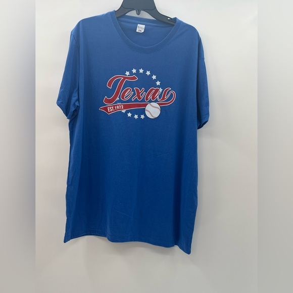 Texas Baseball Graphic T-Shirt –Size 2XLCrew Neck Cotton Tee – Blue NWOT - Picture 1 of 3